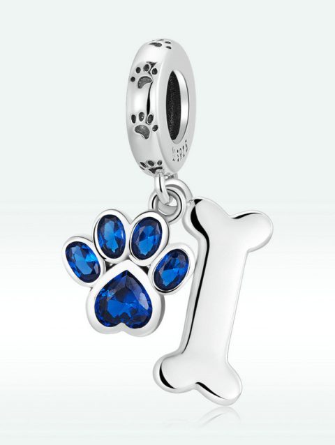 Blue Zircon Cute Pet Cat And Dog Paw Print Pendant Accessories