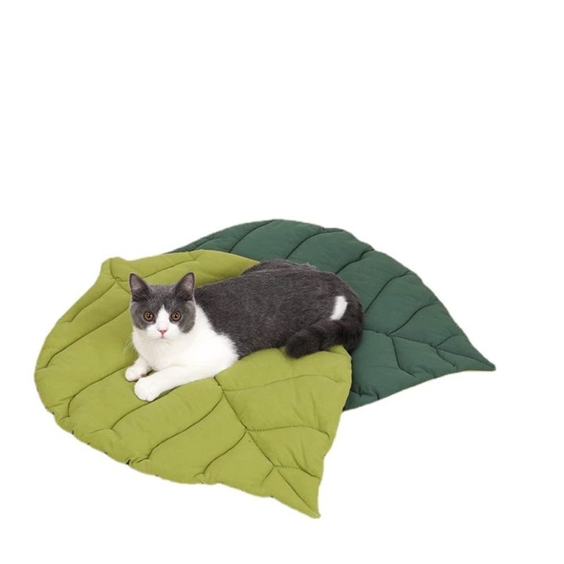 Cat Mattress Leaf Shape Cat Nest Cat And Dog Double-Sided Available Floor Mat Cover Pad Warm And Comfortable Cartoon Cat Bed Indoor Warm Accessories - Image 2