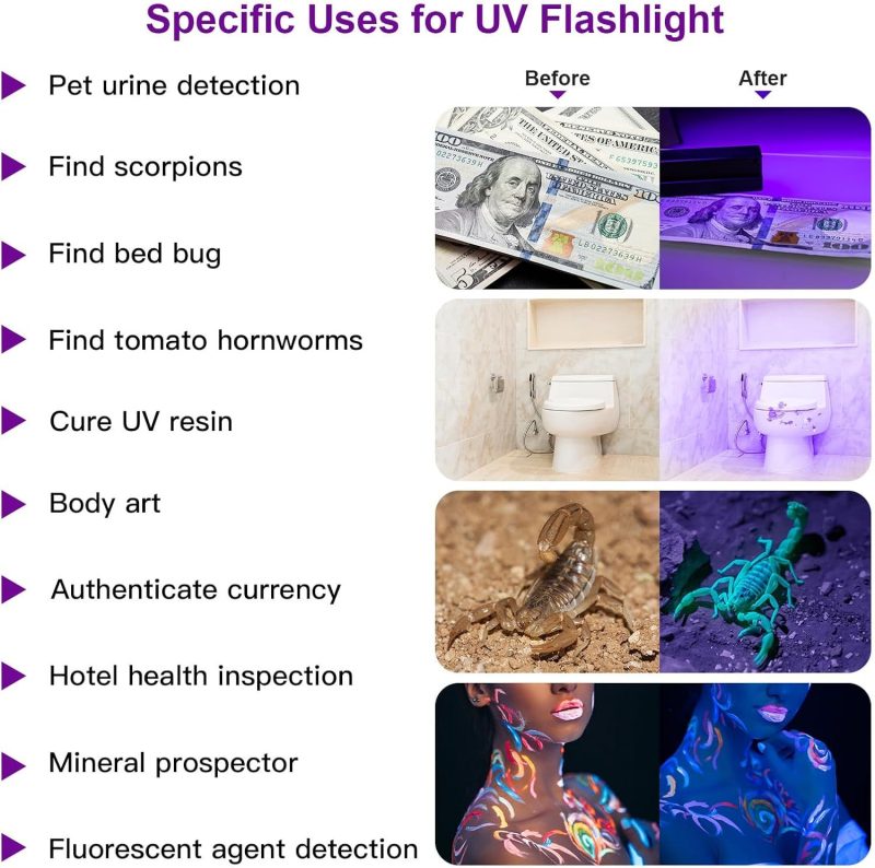 UV Flashlight LED Handheld Blacklight Flashlight - Image 3