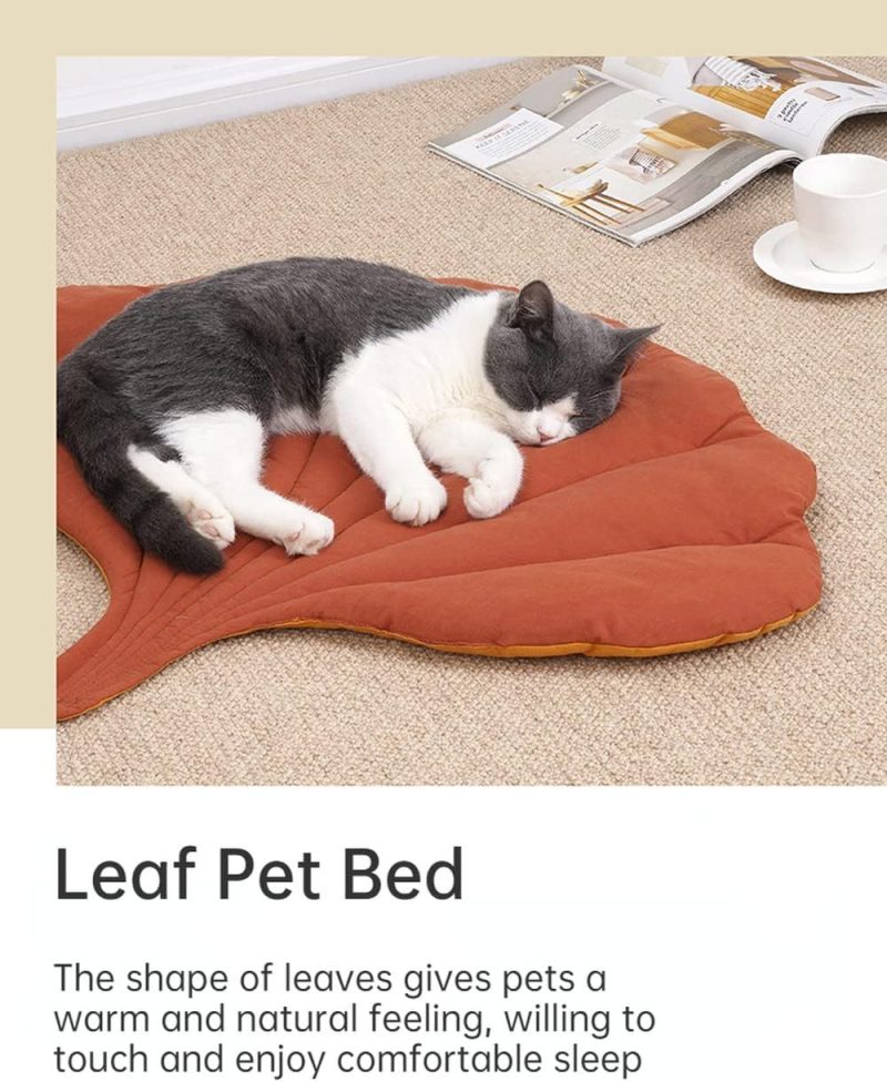 Cat Mattress Leaf Shape Cat Nest Cat And Dog Double-Sided Available Floor Mat Cover Pad Warm And Comfortable Cartoon Cat Bed Indoor Warm Accessories - Image 7