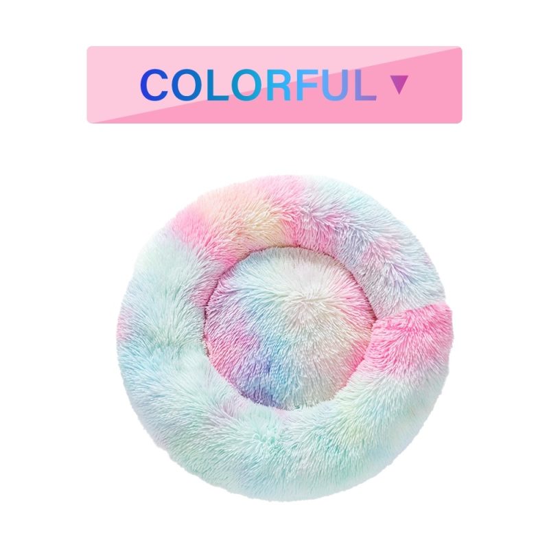 Fluffy Donut Dog Bed  Warm Soft Long Plush Pet - Image 2